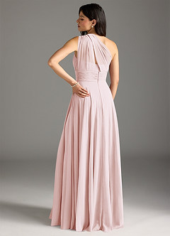 Azazie Charlize Bridesmaid Dresses Blushing Pink A-Line One Shoulder Chiffon Dress image2