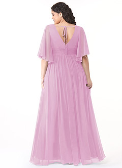 Azazie Temeka Bridesmaid Dresses Candy Pink A-Line Ruched Chiffon Dress image2
