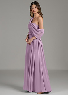 Azazie Nyah Jurken voor bruidsmeisjes Jurk van Chiffon met A-lijn Off-shoulder Blauweregen image6