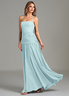 Azazie Vashti Bridesmaid Dresses Sea Glass A-Line Chiffon Dress image5