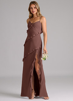 Azazie Nancie Robes de demoiselle d'honneur Robe Sirène en Mousseline de soie Rayé Expresso image3