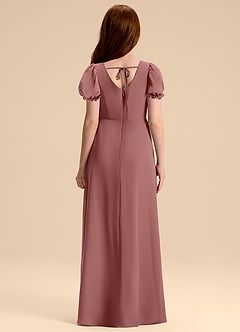 Azazie Priya Junior Robe Trapèze en Mousseline de soie Blouson Rose Du Désert image2