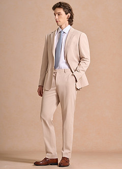 front Carter Marrone Chiaro Abito in misto cotone e lino