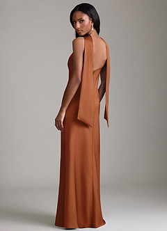 Azazie Cassiana 신부 들러리 드레스 인어 주름진 스트레치 새틴 바닥 길이 드레스 image2