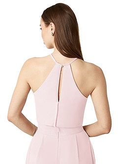 Azazie Kenzi Bridesmaid Dresses Blushing Pink Pleated Chiffon Jumpsuit image6