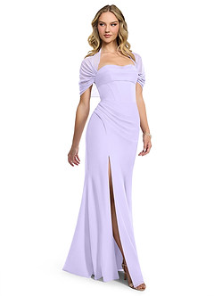 Azazie Zia Bridesmaid Dresses Lilac Sheath Side Slit Chiffon Convertible Dress image3