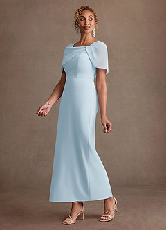 Azazie Deirdre Abiti per la Madre della Sposa Abito Colonna in Crepe Elasticizzato Plissettato Azzurro image3