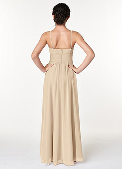 Azazie Catalina Junior Champagne A-Line Ruched Chiffon Dress image2