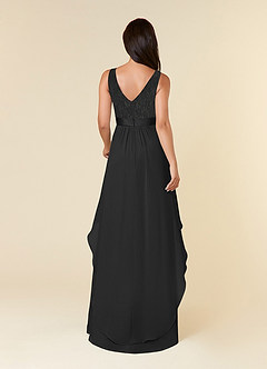 Azazie Xella Mère de la mariée Robes Robe Trapèze en Mousseline de soie Dentelle Noir image4