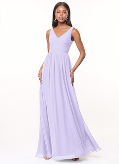 Azazie Keyla Bridesmaid Dresses Lilac A-Line V-Neck Pleated Chiffon Dress image1