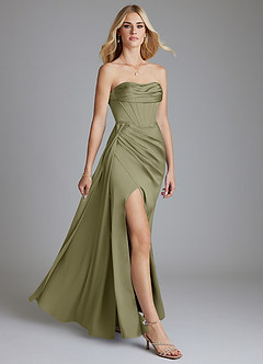 Azazie Amyra Bridesmaid Dresses Pistachio Mermaid Off the Shoulder Stretch Satin Convertible Dress image10