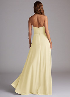 Azazie Wren Vestidos de damas de honor Vestido de Sorbete De Limón de Gasa de Corte en A Convertible con Corte Lateral image4