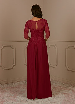 Azazie Harriet Mother of the Bride Dresses Burgundy A-Line Scoop lace Mesh Dress image2