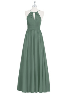 Azazie Cherish Bridesmaid Dresses Eucalyptus A-Line Pleated Chiffon Dress image6