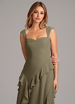 Azazie Sloane Bridesmaid Dresses Willow Green A-Line Sweetheart Neckline Chiffon Dress image7