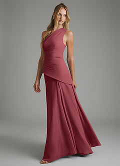 Azazie Holly Bridesmaid Dresses Merlot A-Line Corset Chiffon Dress image4
