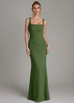 Azazie Agustina Bridesmaid Dresses Olive Mermaid Corset Chiffon Dress image5