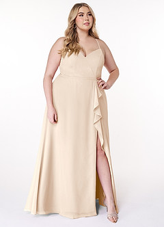 Azazie Naeem Bridesmaid Dresses White Alabaster A-Line V-Neck Ruffle Chiffon Dress image9