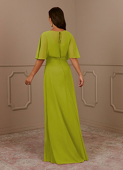 Azazie Oksana vestidos de madre de la novia Vestido de Hierba De Limón de Gasa de Corte en A con Cuello en V Plisado image3