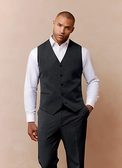 Savile Charcoal Wool Blend Suit Vest