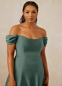 Christian Siriano Bridal for Azazie 1002 Bridesmaid Dresses Sea Moss A-Line Off the Shoulder Stretch Satin Convertible Dress image13
