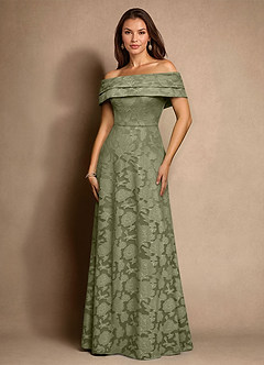 Azazie New Britain Mother of the Bride Dresses Pistachio A-Line Pleated Floral Burnout Dress image4