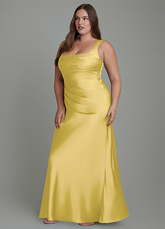 Azazie Agustina Bridesmaid Dresses Canary Mermaid Corset Stretch Satin Dress image11