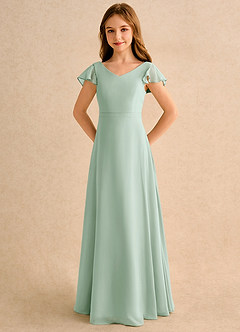 Azazie Nari Girls Formal Flower Girl Klänningar Klä A-Line i Chiffong med ärmar image6
