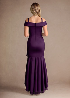 Azazie Billings Mother of the Bride Dresses Grape Mermaid Off the Shoulder Stretch Satin Dress image8