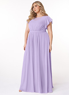 Azazie Daphne Bescheidene Brautjungfernkleider A-Linie Gekräuselt Chiffon Bodenlänge Kleid image8