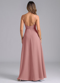 Azazie Sarella Bridesmaid Dresses Dusty Rose A-Line with Pockets Chiffon Dress image2