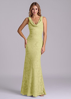 Azazie Rylina Final Sale Lemon Sorbet Mermaid Floral Burnout Dress image1