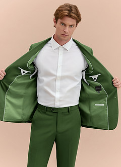 front James Olive Structured Stretch Suit Jacket