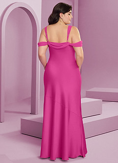 Barbie ♥ Azazie Bridesmaid Dresses Fuchsia Sheath Pleated Stretch Satin Dress image6