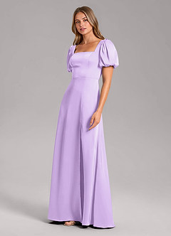 Azazie Fyona Bridesmaid Dresses Lilac A-Line Pleated Stretch Satin Dress image4