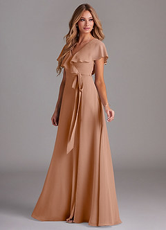 Azazie Lainey Bridesmaid Dresses Champagne Rose A-Line with Pockets Chiffon Dress image5