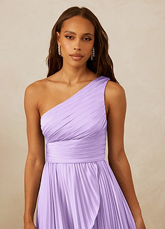 Christian Siriano Bridal for Azazie 1008 Bridesmaid Dresses Lilac A-Line One Shoulder Stretch Satin Dress image8