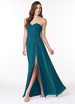 Azazie Arabella Allure Bridesmaid Dresses Ink Blue A-Line Sweetheart Neckline Chiffon Convertible Dress image3