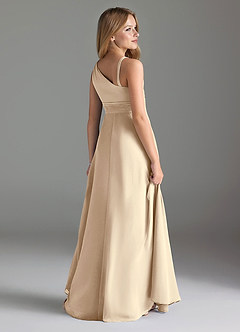 Azazie Dallas Junior Linia A Pofałdowany Szyfon Długość podłogi Młodsza druhna Sukienka image5