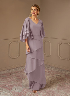 Azazie OHara Mother of the Bride Dresses Dusk A-Line V-Neck Chiffon Dress image1
