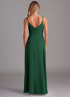 Azazie Daenerys Bridesmaid Dresses Dark Green A-Line Cowl Chiffon Dress image2