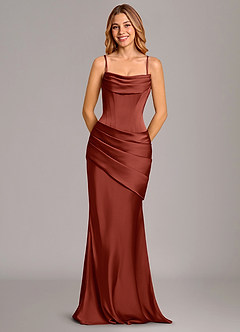 Azazie Pelagia Bridesmaid Dresses Terracotta Mermaid Corset Stretch Satin Convertible Dress image6