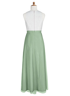 Azazie Albertine Junior Abito A-Line in Chiffon Pizzo Matcha image8