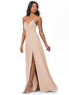 Azazie Everleigh Brautjungfernkleider A-Linie Herzchen Gefaltet Chiffon Kleid Englisches Rosa image6