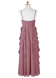 Azazie Peyton Junior Vintage Mauve A-Line V-Neck Cascading Ruffles Chiffon Dress image7
