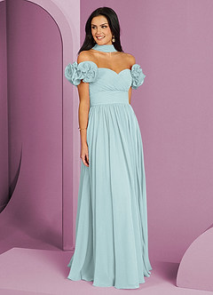 Barbie ♥ Azazie Bridesmaid Dresses Mist A-Line Off the Shoulder Chiffon Convertible Dress image15