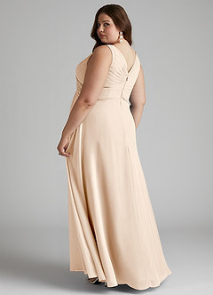Azazie Flora Brautjungfernkleider A-Linie Plissee Chiffon Kleid Alabaster Weiß image11