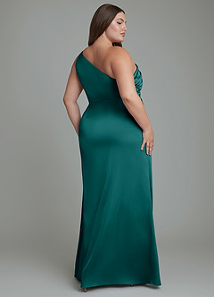 Azazie Akilah Brudtärnklänningar Klänning av Sjöjungfru i Stretch Satin One-shoulder Påfågelblå image9
