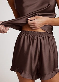 front Satin Frilled Pajama Set