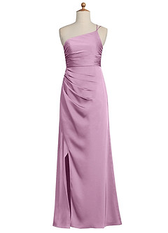 Azazie Eren Junior Wisteria Sheath Pleated Stretch Satin Dress image8